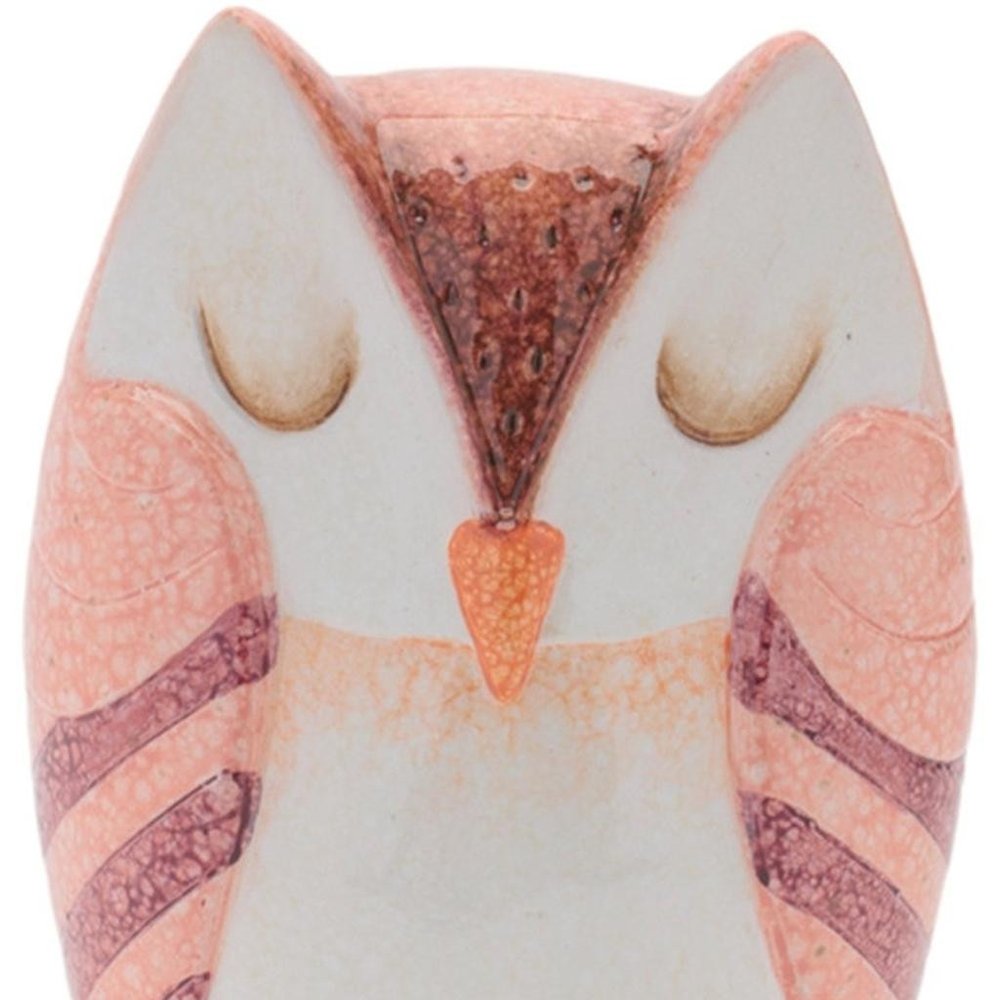 Set of Three Pink And Beige Terracotta Owl Figurines HomeRoots