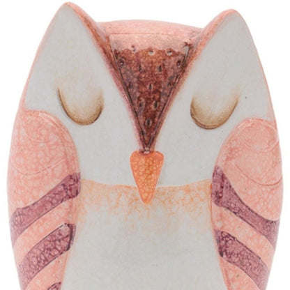 Set of Three Pink And Beige Terracotta Owl Figurines HomeRoots