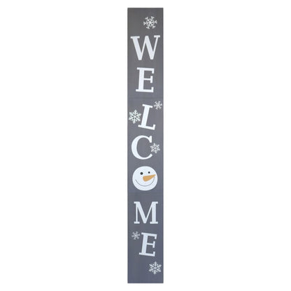 72" Gray And White Solid Wood Welcome Christmas Snowman Porch Sign HomeRoots