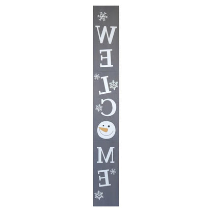 72" Gray And White Solid Wood Welcome Christmas Snowman Porch Sign HomeRoots