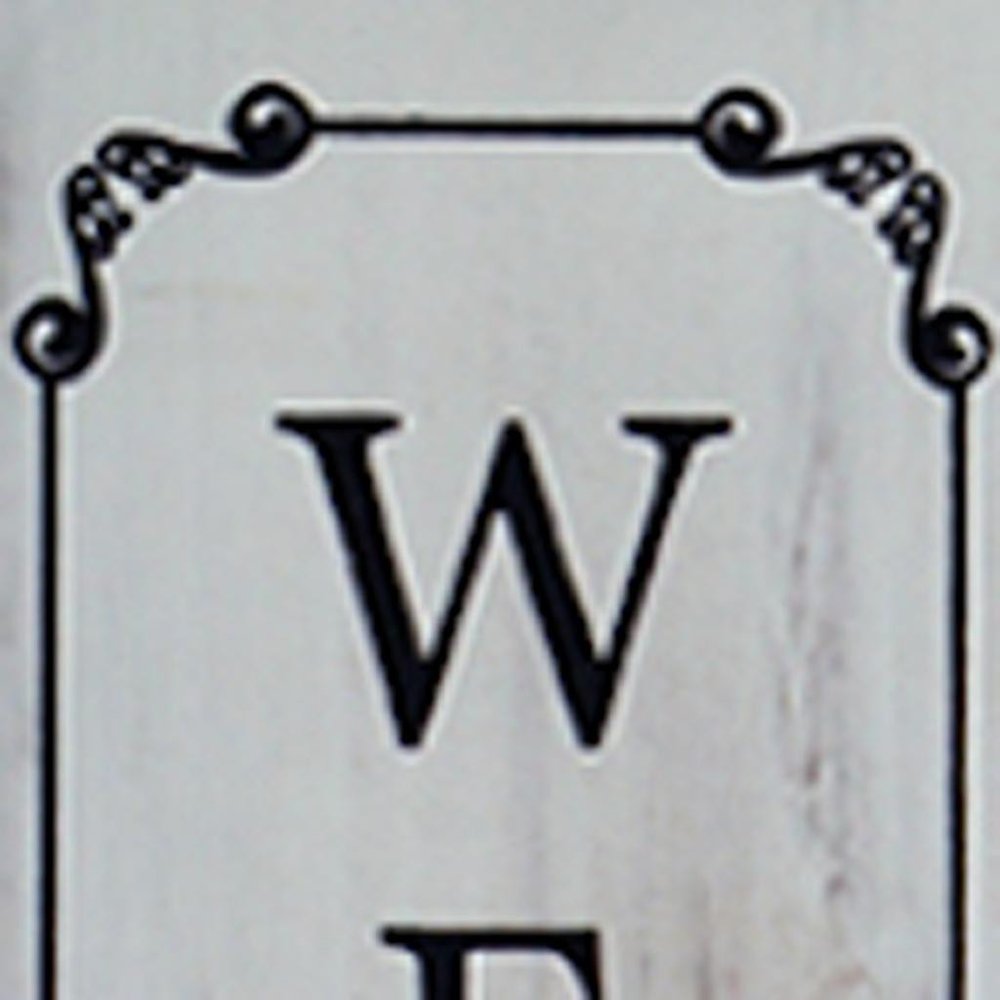 4" Set of Two White And Brown Solid Wood Welcome Please Sanitize Porch Sign HomeRoots