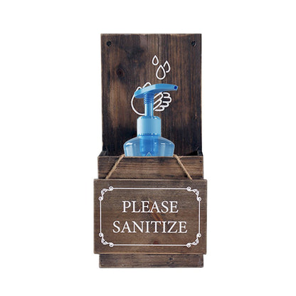 4" Set of Two Brown And White Solid Wood Welcome Please Sanitize Porch Sign HomeRoots