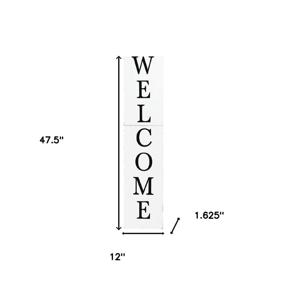 48" White And Black Solid Wood Birdhouse Welcome Porch Sign HomeRoots