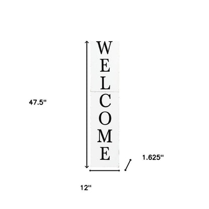 48" White And Black Solid Wood Birdhouse Welcome Porch Sign HomeRoots