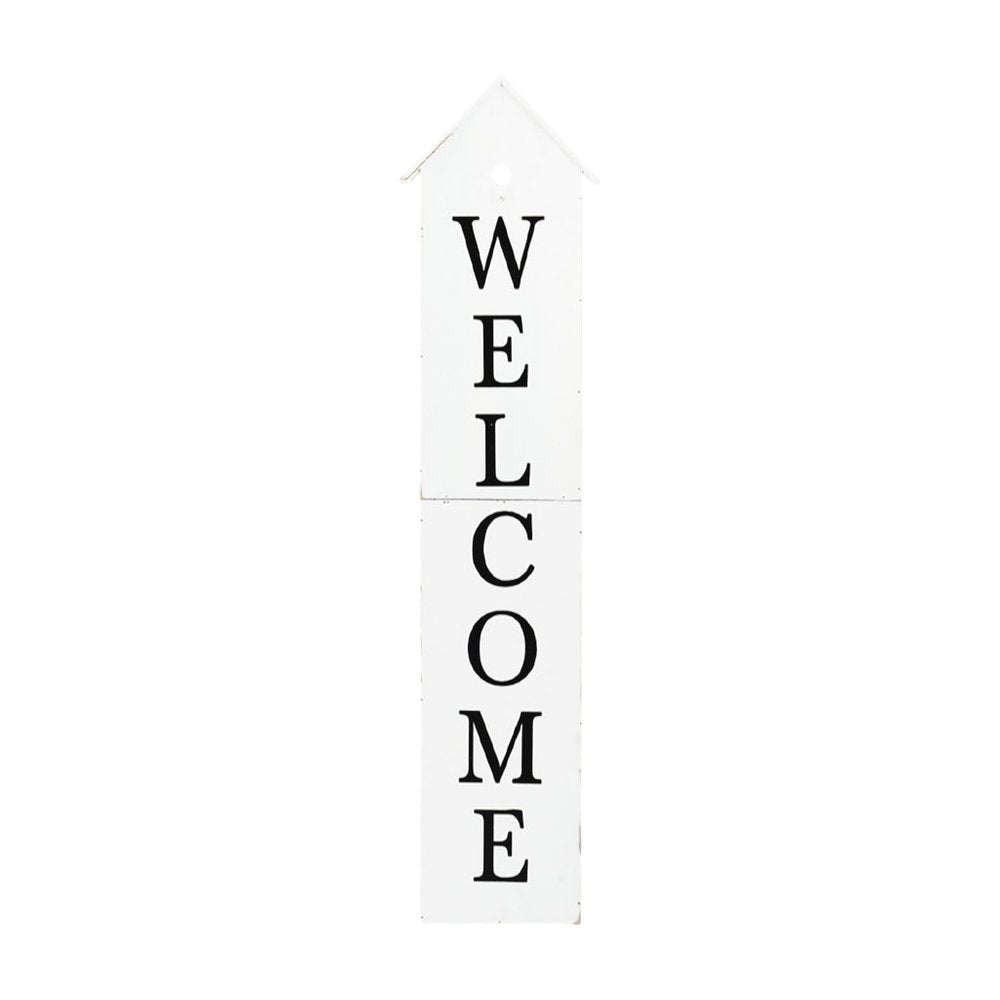48" White And Black Solid Wood Birdhouse Welcome Porch Sign HomeRoots