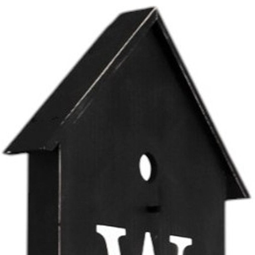 48" Black And White Solid Wood Birdhouse Welcome Porch Sign HomeRoots