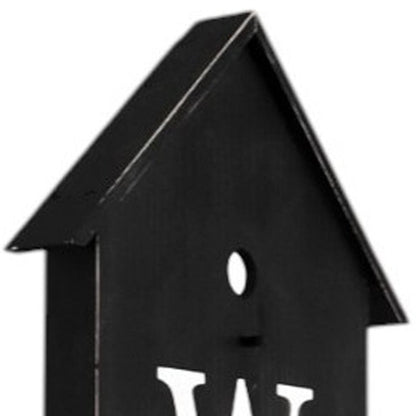 48" Black And White Solid Wood Birdhouse Welcome Porch Sign HomeRoots