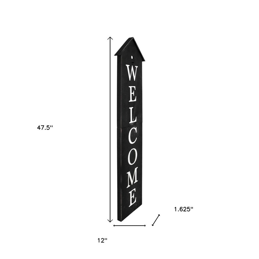 48" Black And White Solid Wood Birdhouse Welcome Porch Sign HomeRoots