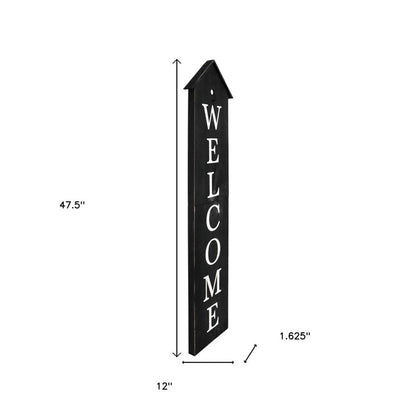 48" Black And White Solid Wood Birdhouse Welcome Porch Sign HomeRoots