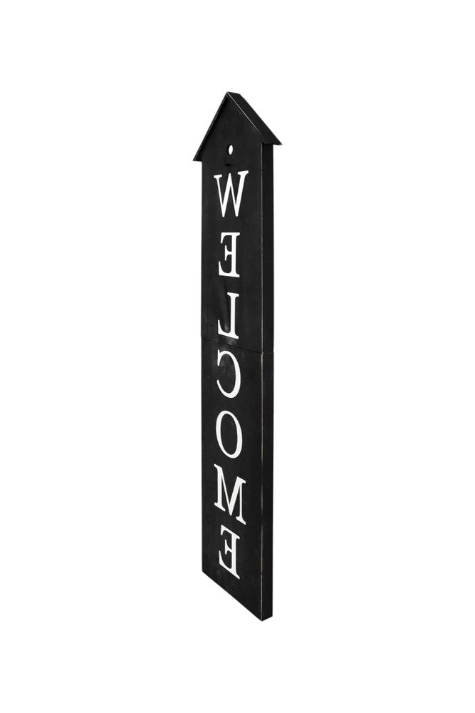 48" Black And White Solid Wood Birdhouse Welcome Porch Sign HomeRoots