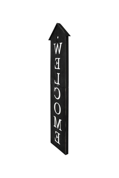 48" Black And White Solid Wood Birdhouse Welcome Porch Sign HomeRoots