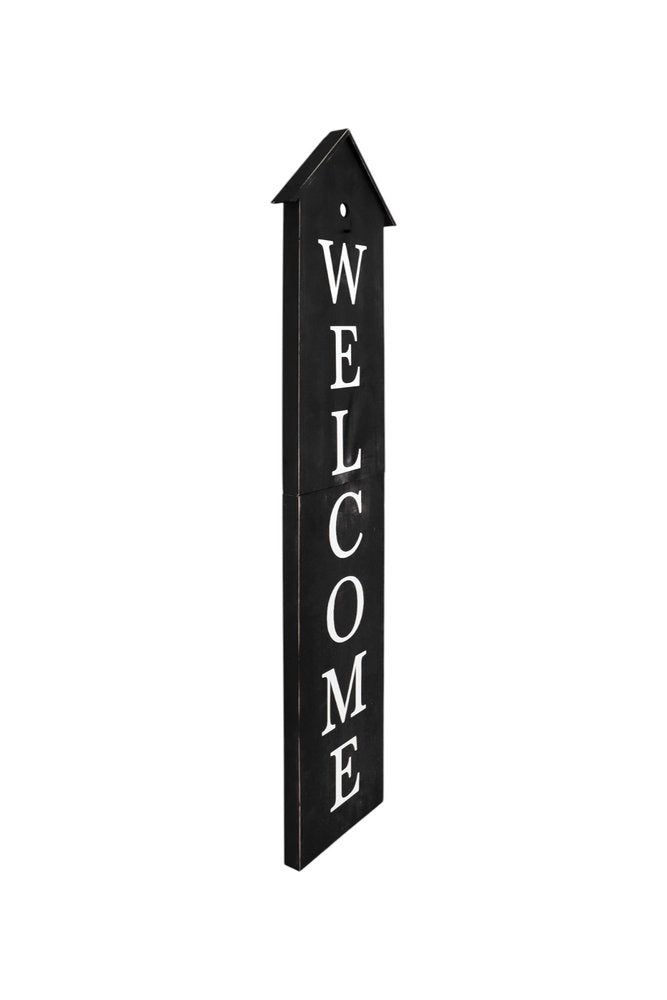 48" Black And White Solid Wood Birdhouse Welcome Porch Sign HomeRoots