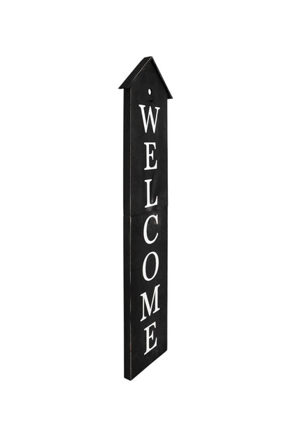 48" Black And White Solid Wood Birdhouse Welcome Porch Sign HomeRoots