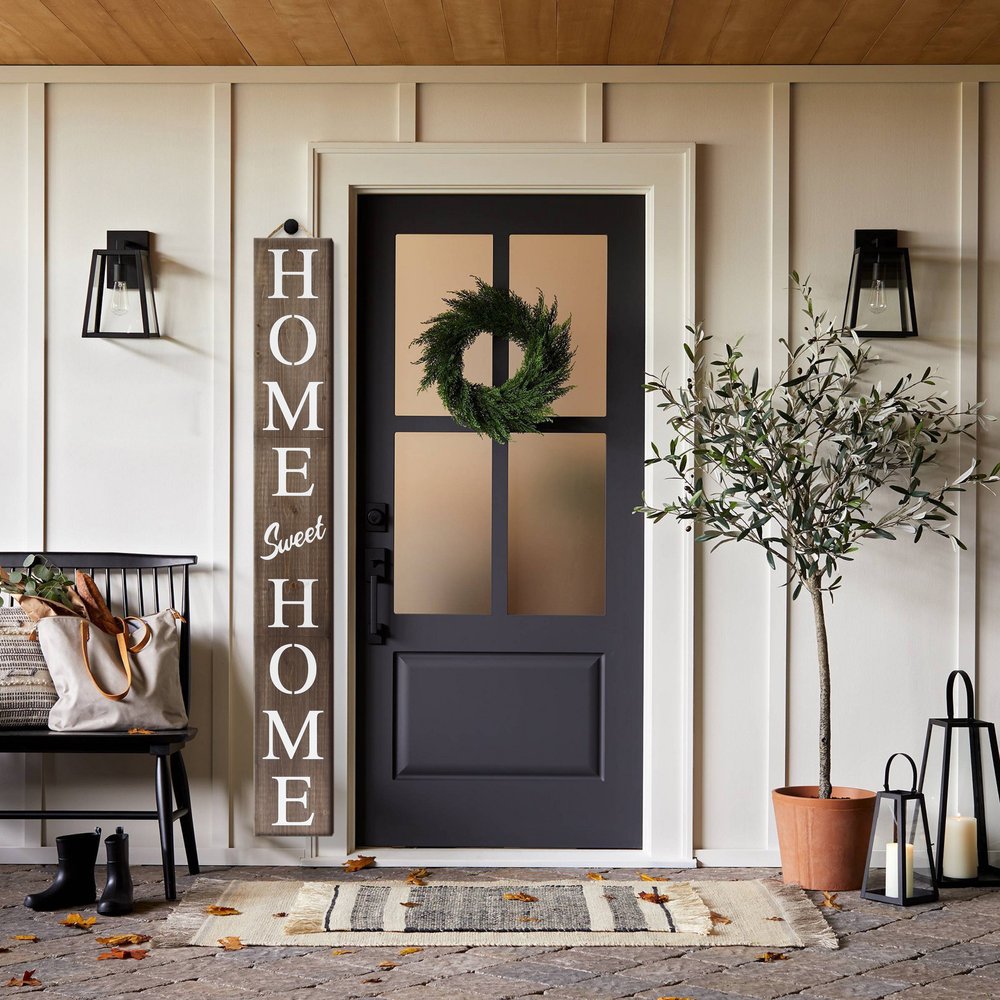 72" Brown And White Solid Wood Home Sweet Home Porch Sign HomeRoots