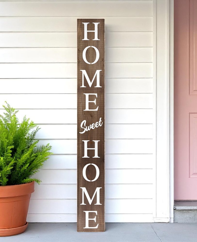 72" Brown And White Solid Wood Home Sweet Home Porch Sign HomeRoots