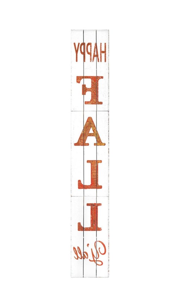 72" White And Orange Solid Wood Happy Fall Porch Sign HomeRoots