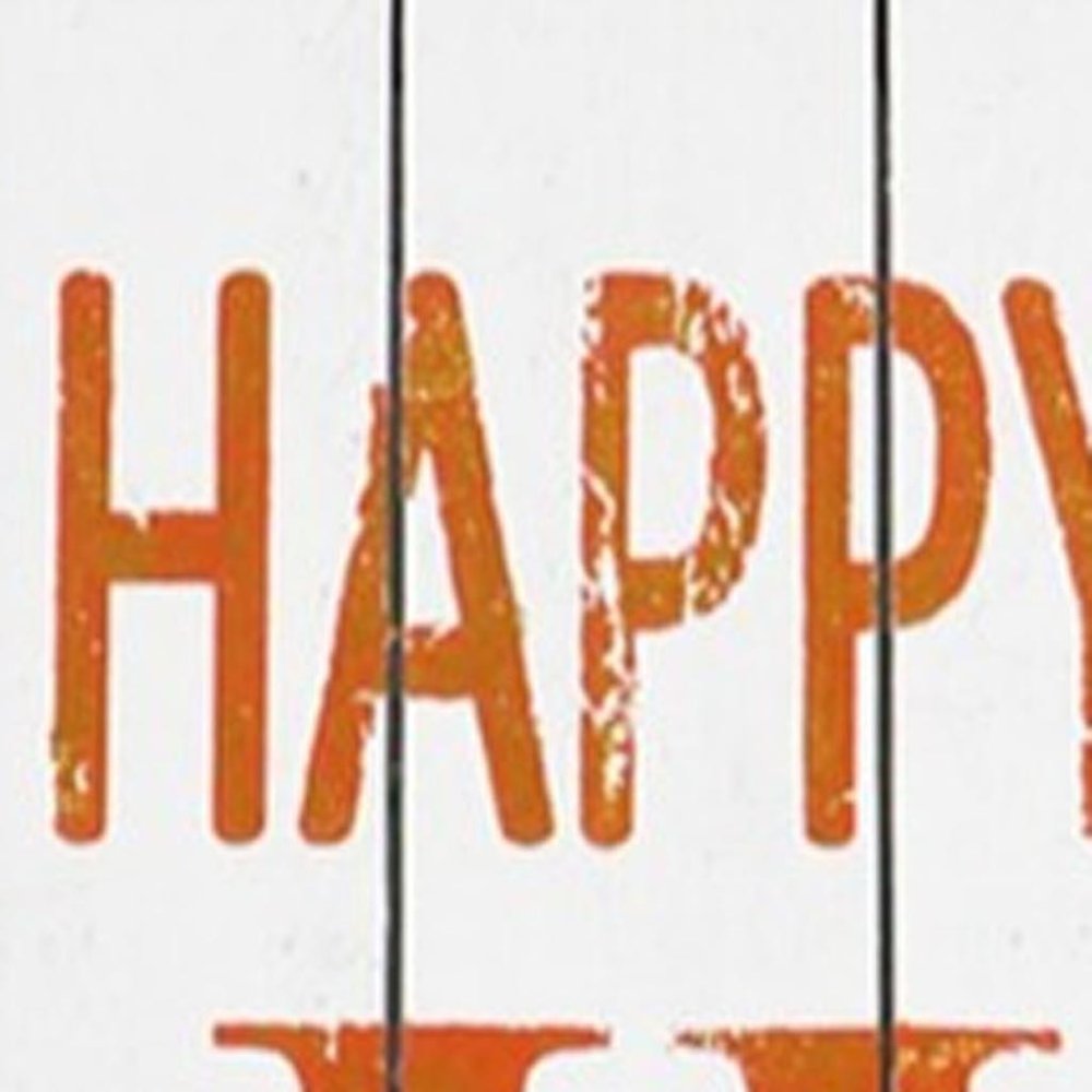 72" White Solid Wood Rustic Happy Harvest Porch Sign HomeRoots