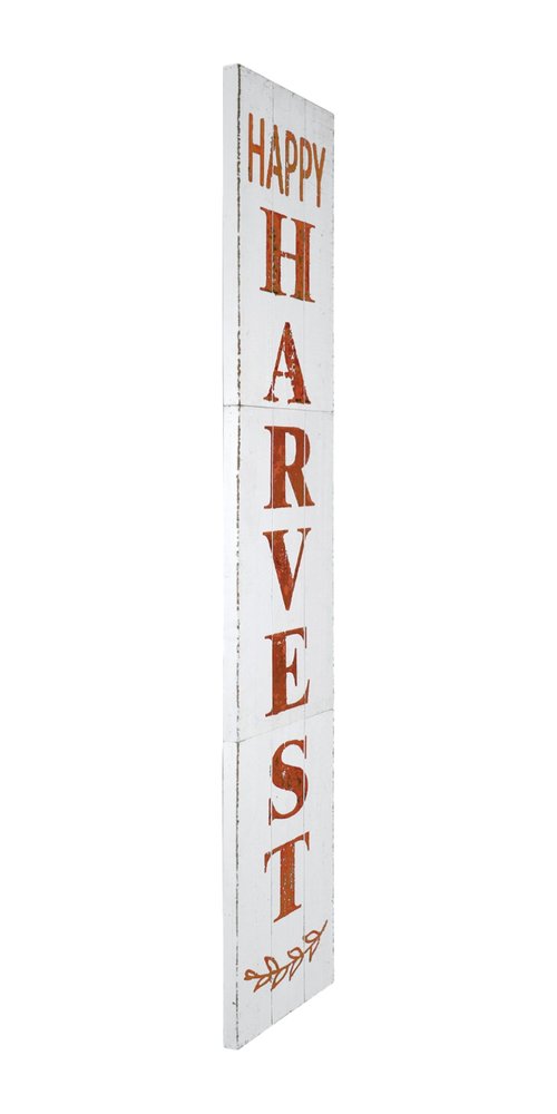 72" White Solid Wood Rustic Happy Harvest Porch Sign HomeRoots