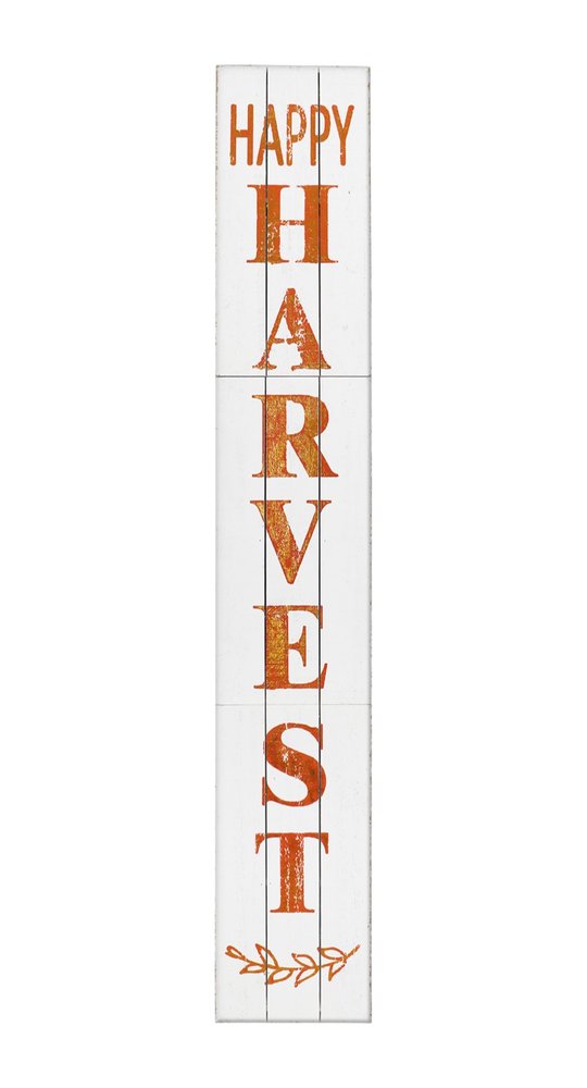 72" White Solid Wood Rustic Happy Harvest Porch Sign HomeRoots