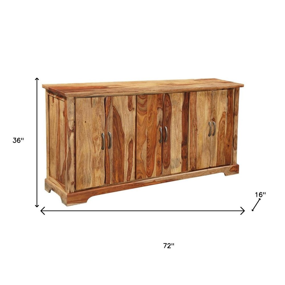72" Brown Solid Wood Live Edge Sideboard with Six Doors HomeRoots