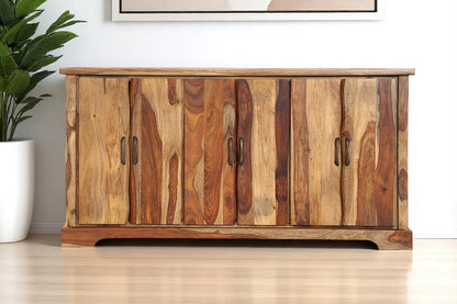 72" Brown Solid Wood Live Edge Sideboard with Six Doors HomeRoots
