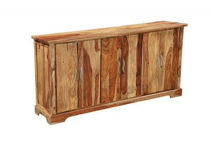 72" Brown Solid Wood Live Edge Sideboard with Six Doors HomeRoots