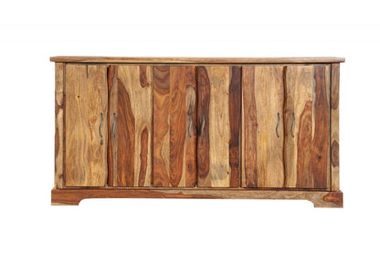 72" Brown Solid Wood Live Edge Sideboard with Six Doors HomeRoots