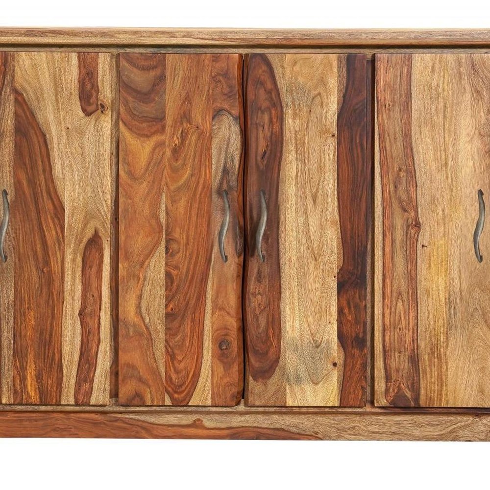 72" Brown Solid Wood Live Edge Sideboard with Six Doors HomeRoots