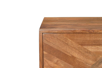 82" Brown Solid Wood Carved Geometric Sideboard with Four Doors HomeRoots