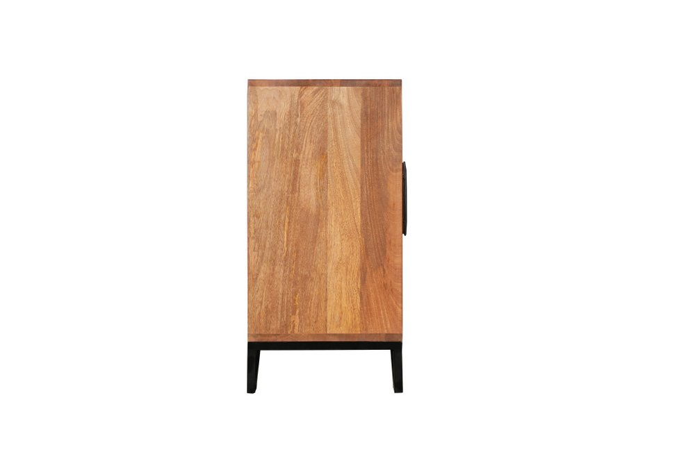 82" Brown Solid Wood Carved Geometric Sideboard with Four Doors HomeRoots