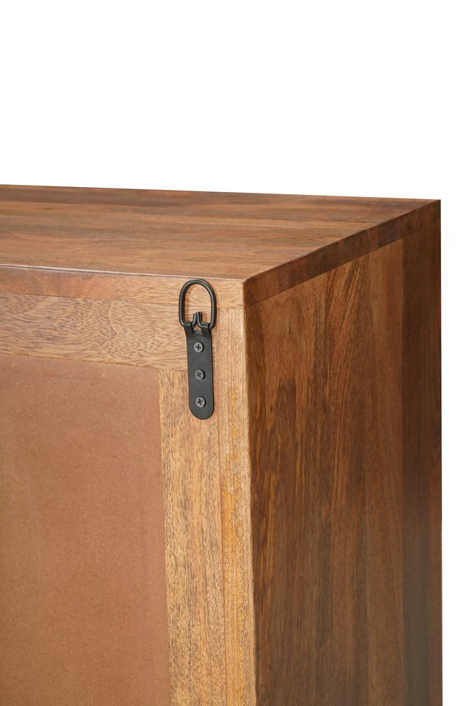 82" Brown Solid Wood Carved Geometric Sideboard with Four Doors HomeRoots