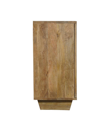 70" Brown Distressed Solid Wood Carved Floral Sideboard with Four Doors HomeRoots