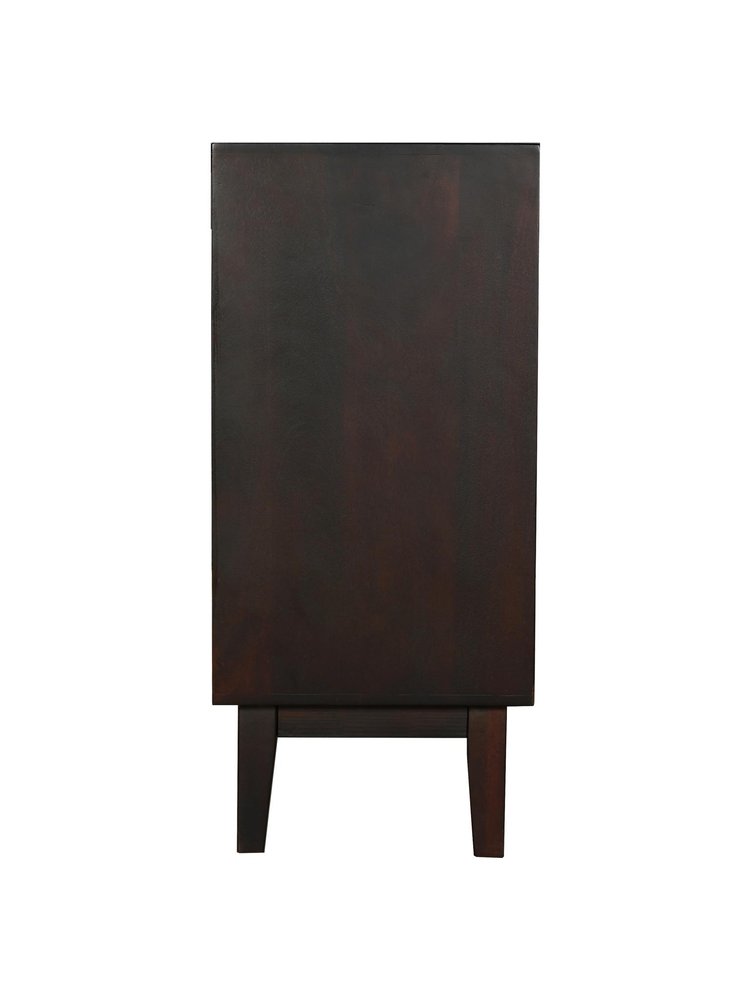 80" Dark Brown Solid Wood Carved Abstract Sideboard with Four Doors HomeRoots