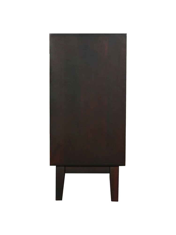 80" Dark Brown Solid Wood Carved Abstract Sideboard with Four Doors HomeRoots