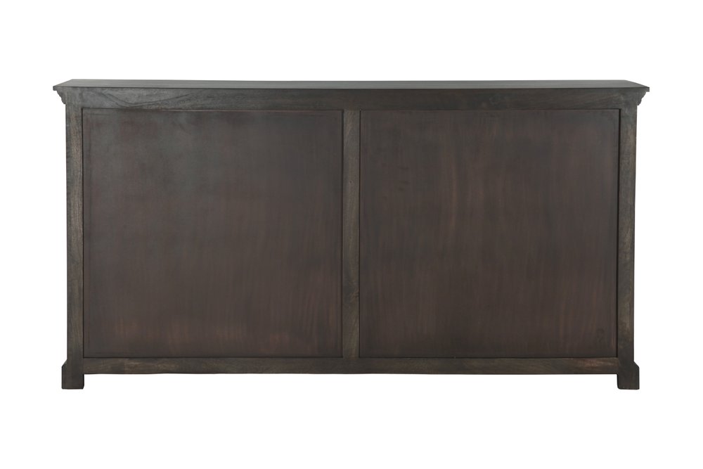 72" Dark Brown Solid Wood Shutter Style Sideboard with Four Doors HomeRoots