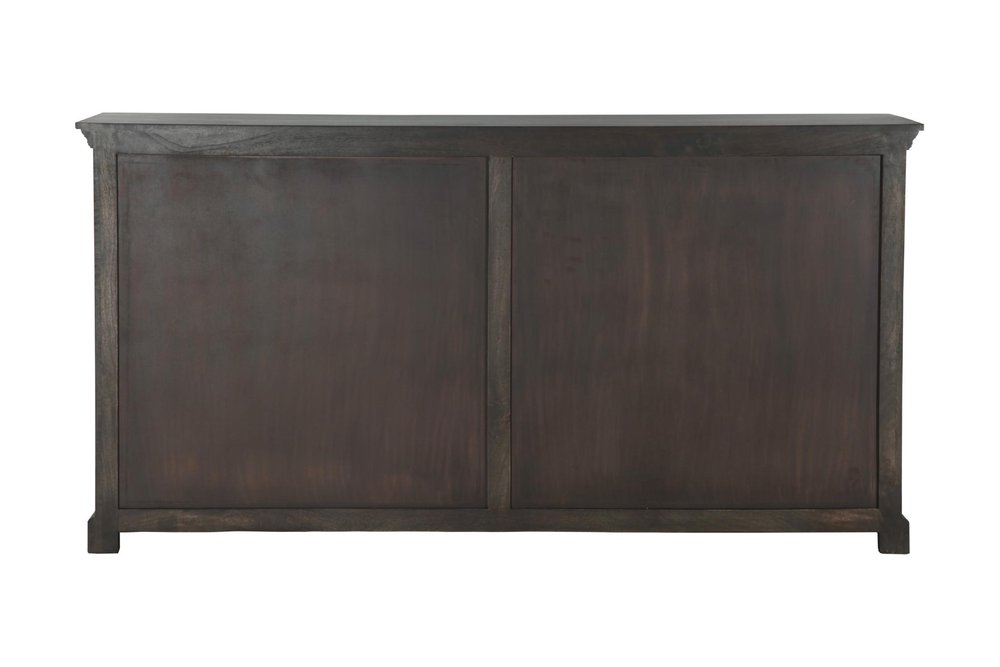 72" Dark Brown Solid Wood Shutter Style Sideboard with Four Doors HomeRoots