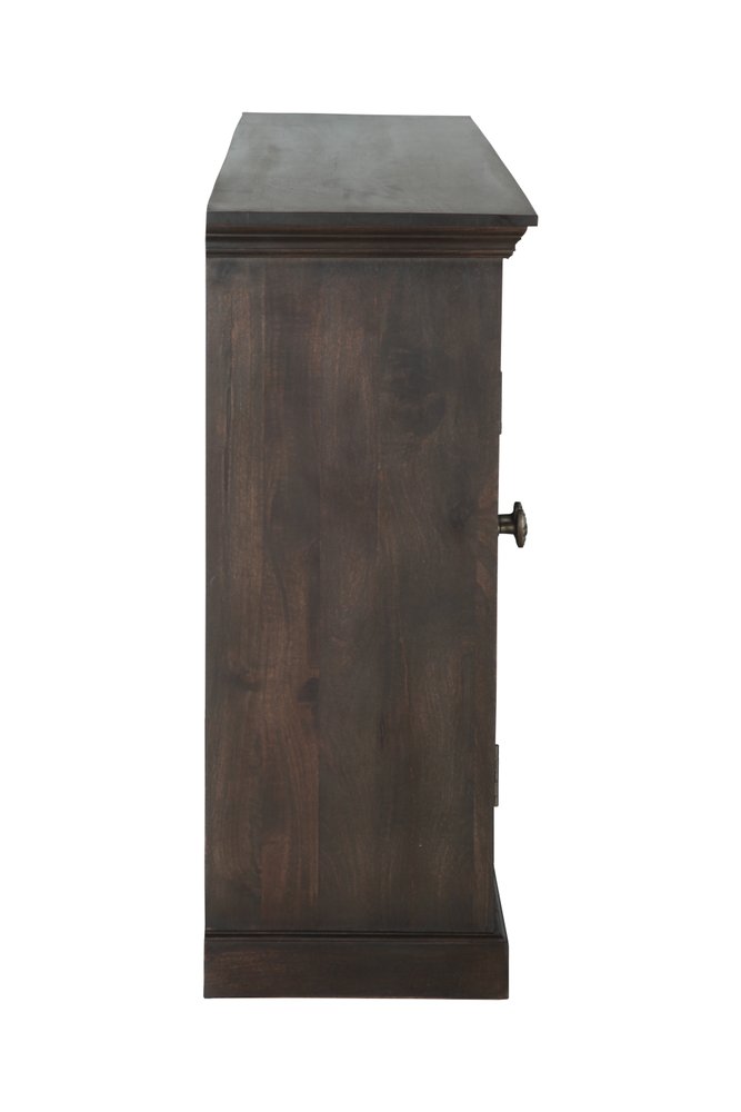 72" Dark Brown Solid Wood Shutter Style Sideboard with Four Doors HomeRoots
