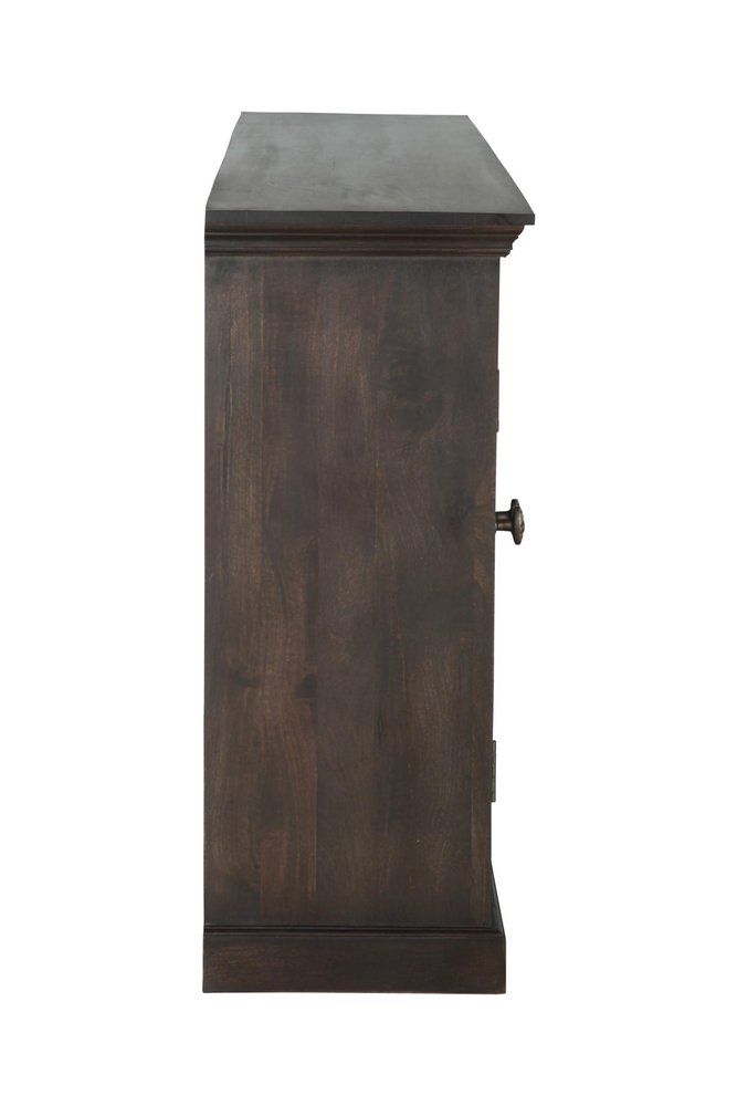 72" Dark Brown Solid Wood Shutter Style Sideboard with Four Doors HomeRoots