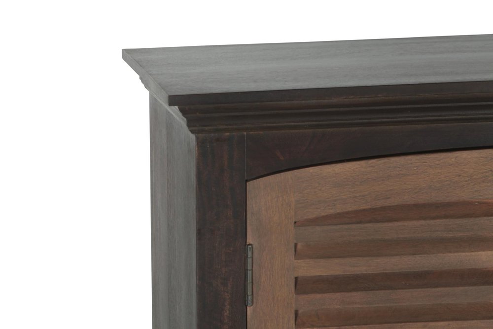 72" Dark Brown Solid Wood Shutter Style Sideboard with Four Doors HomeRoots