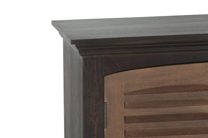 72" Dark Brown Solid Wood Shutter Style Sideboard with Four Doors HomeRoots