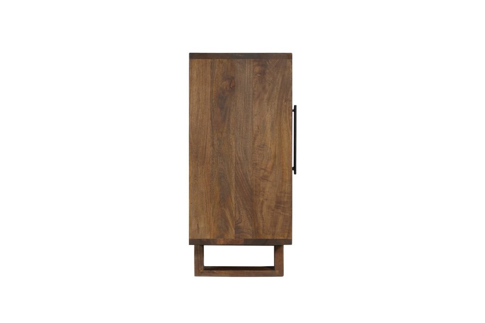 83" Dark Brown Distressed Reclaimed Wood Three Drawer Sideboard with Four Doors HomeRoots