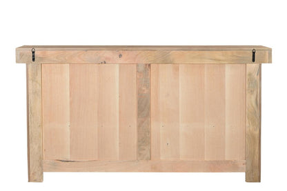 72" Natural Solid Wood Three Drawer Sideboard with Five Doors HomeRoots