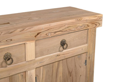 72" Natural Solid Wood Three Drawer Sideboard with Five Doors HomeRoots