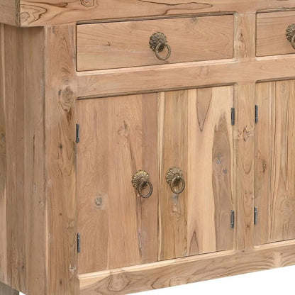 72" Natural Solid Wood Three Drawer Sideboard with Five Doors HomeRoots