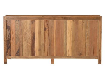 71" Brown Solid Wood Carved Geometric Sideboard with Four Doors HomeRoots