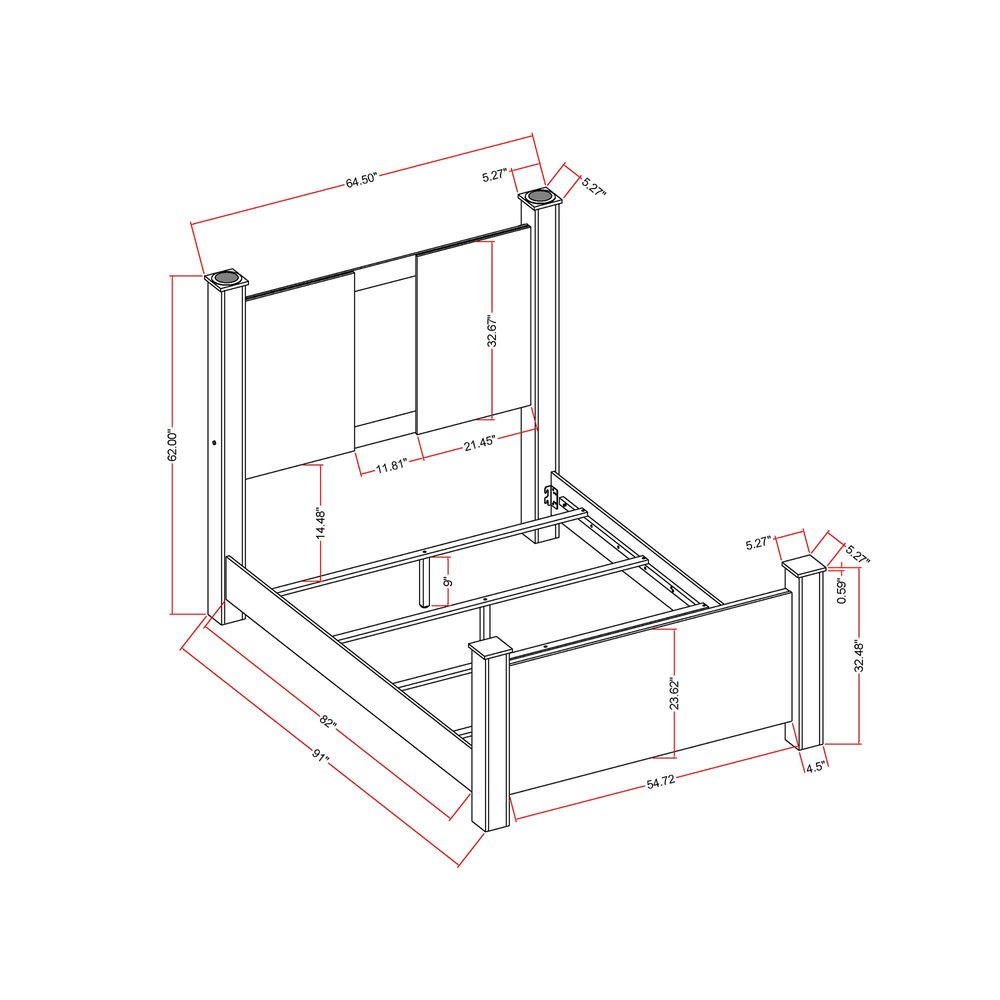 Silver Wood And Faux Crystals Lighted Queen Four Poster Bed Frame — view 9