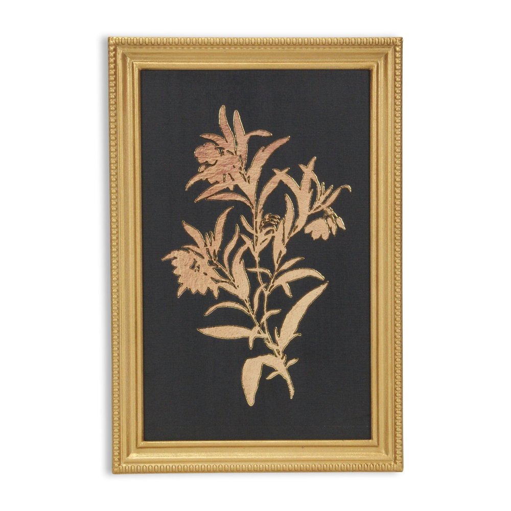 21" X 14" Gold And Black Flower Bouquet Wood Framed Art — view 1