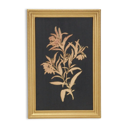 21" X 14" Gold And Black Flower Bouquet Wood Framed Art