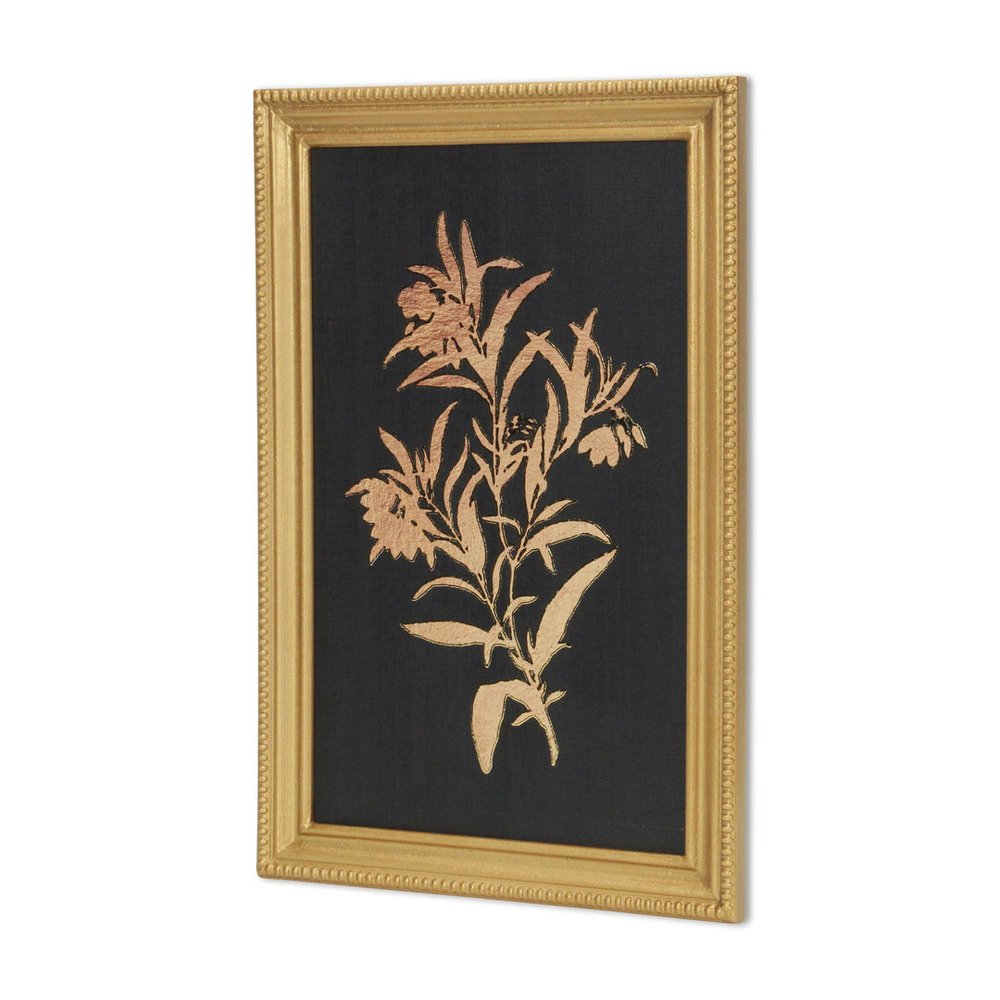 21" X 14" Gold And Black Flower Bouquet Wood Framed Art — view 2