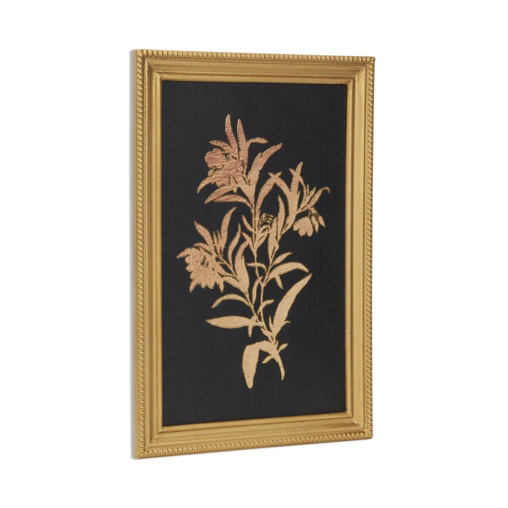 21" X 14" Gold And Black Flower Bouquet Wood Framed Art — view 3